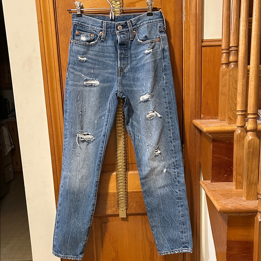 Levi's Classic Blue Denim with Brown Patch